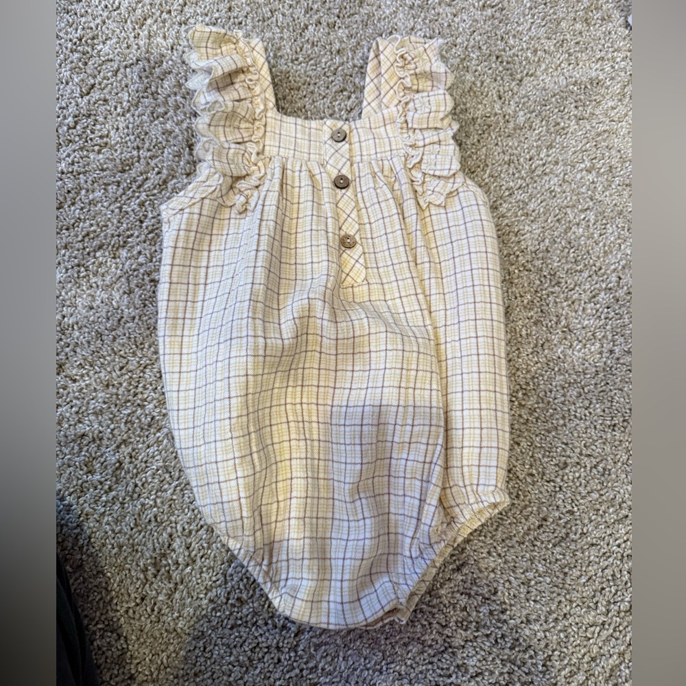 Quincy Mae Maya Yellow Plaid Romper